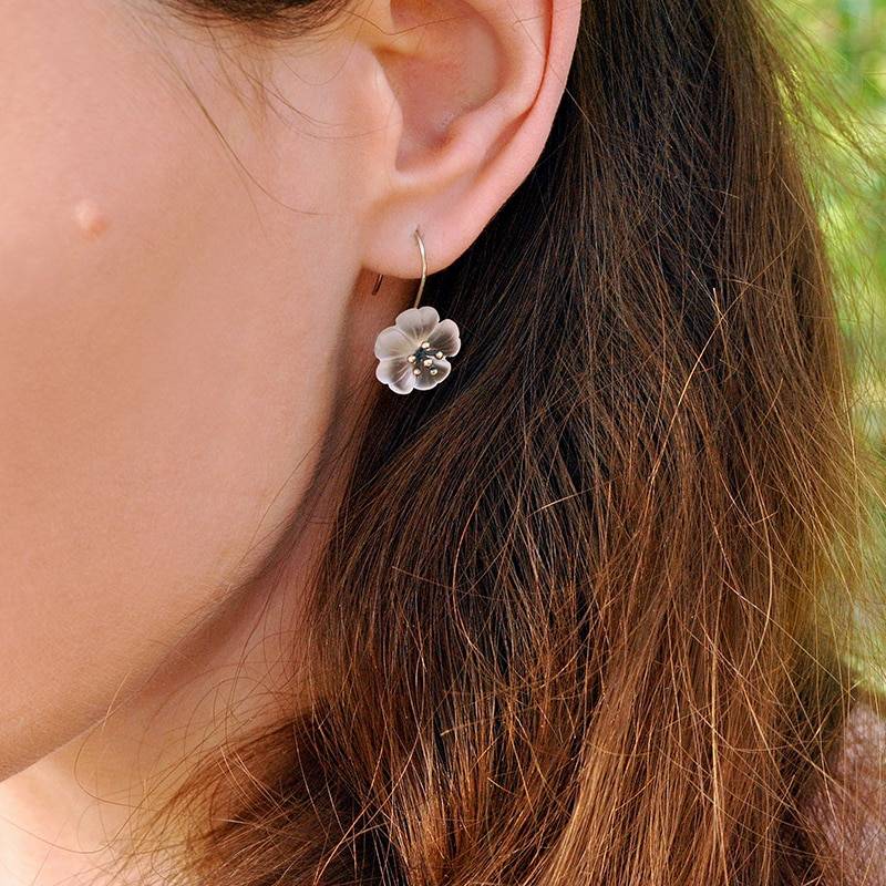 Lotus Fun Real 925 Sterling Silver Earrings Handmade Designer Fine Jewelry Flower in the Rain Fashion Dangle Earrings for Women Earrings Flower Earrings