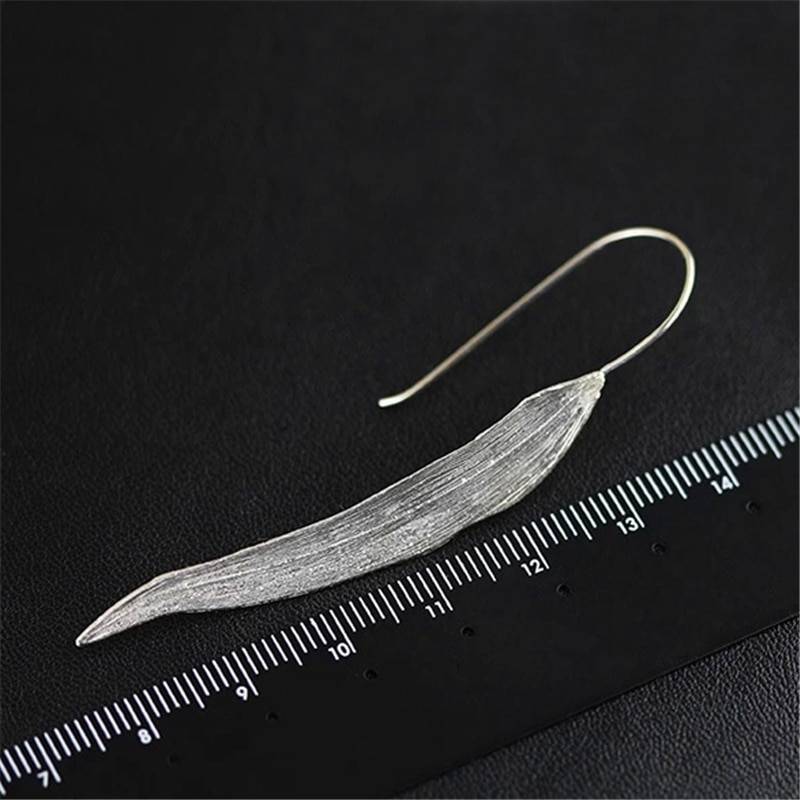 Lotus Fun Real 925 Sterling Silver Natural Original Handmade Fine Jewelry Long Leaves Fashion Dangle Earrings for Women Brincos Summer Garden 