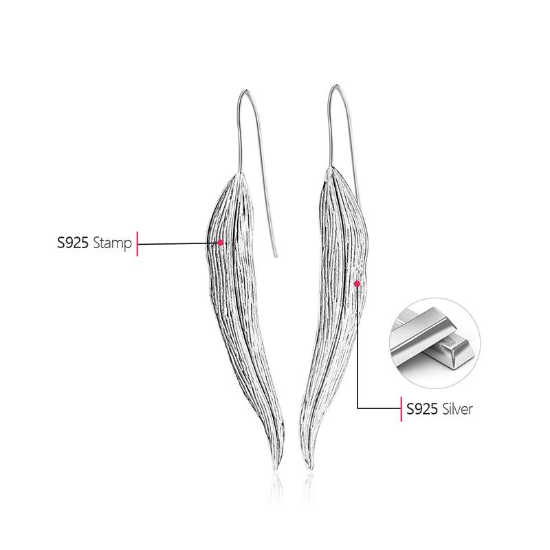 Lotus Fun Real 925 Sterling Silver Natural Original Handmade Fine Jewelry Long Leaves Fashion Dangle Earrings for Women Brincos Summer Garden 