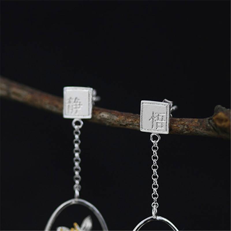 Lotus Fun Real 925 Sterling Silver Natural Stone Creative Handmade Fine Jewelry Lotus Whispers Drop Earrings for Women Brincos Summer Garden