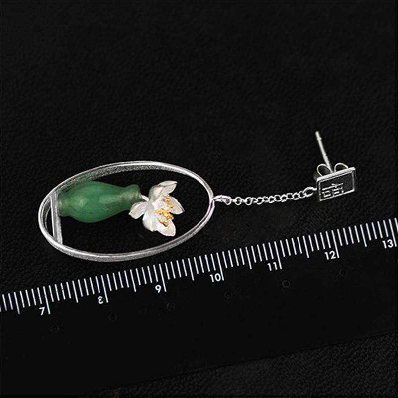 Lotus Fun Real 925 Sterling Silver Natural Stone Creative Handmade Fine Jewelry Lotus Whispers Drop Earrings for Women Brincos Summer Garden 