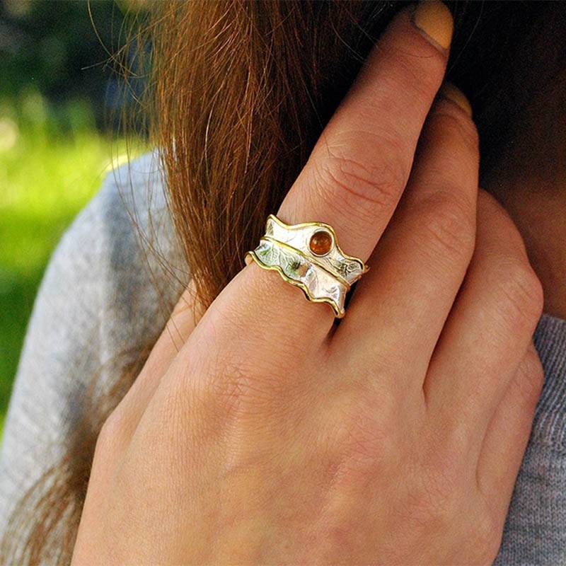 SILVER PEONY LEAF RING Rings