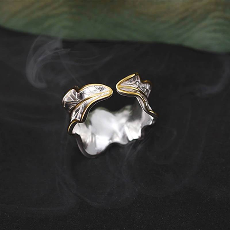 SILVER PEONY LEAF RING Rings