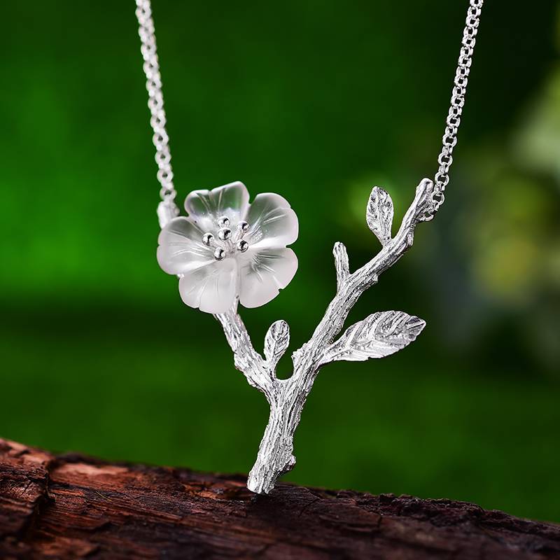 CRYSTAL BLOOM PENDANT NECKLACE Flowers In the Rain Necklaces