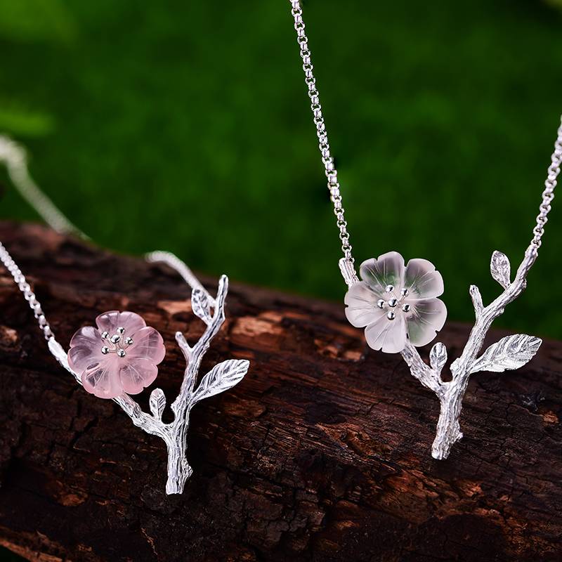 CRYSTAL BLOOM PENDANT NECKLACE Flowers In the Rain Necklaces