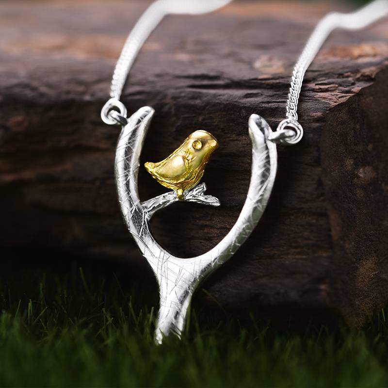 BIRD ON A WISHBONE NECKLACE Necklaces Whispering Birds