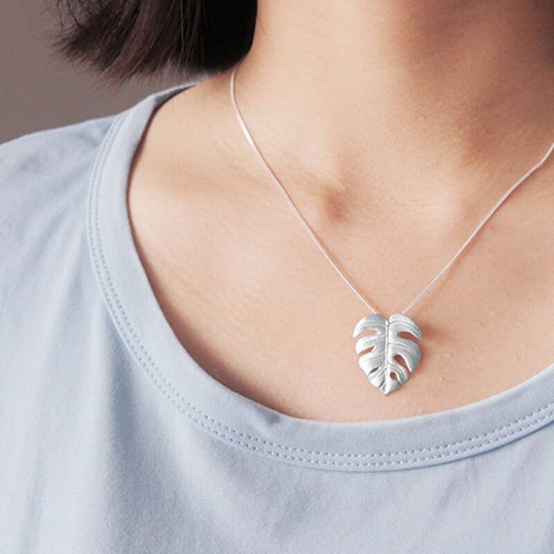 Lotus Fun Real 925 Sterling Silver Handmade Fine Jewelry Creative Monstera Leaves Design Jewelry Set for Women Bijoux Jewelry Sets