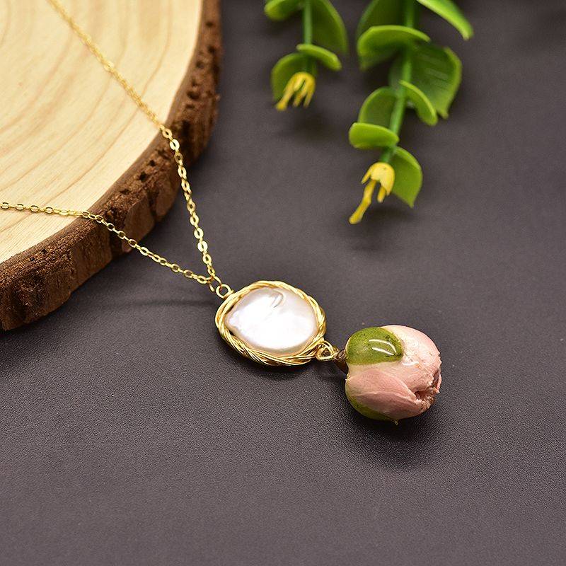 PINK ROSE PENDANT NECKLACE Necklaces