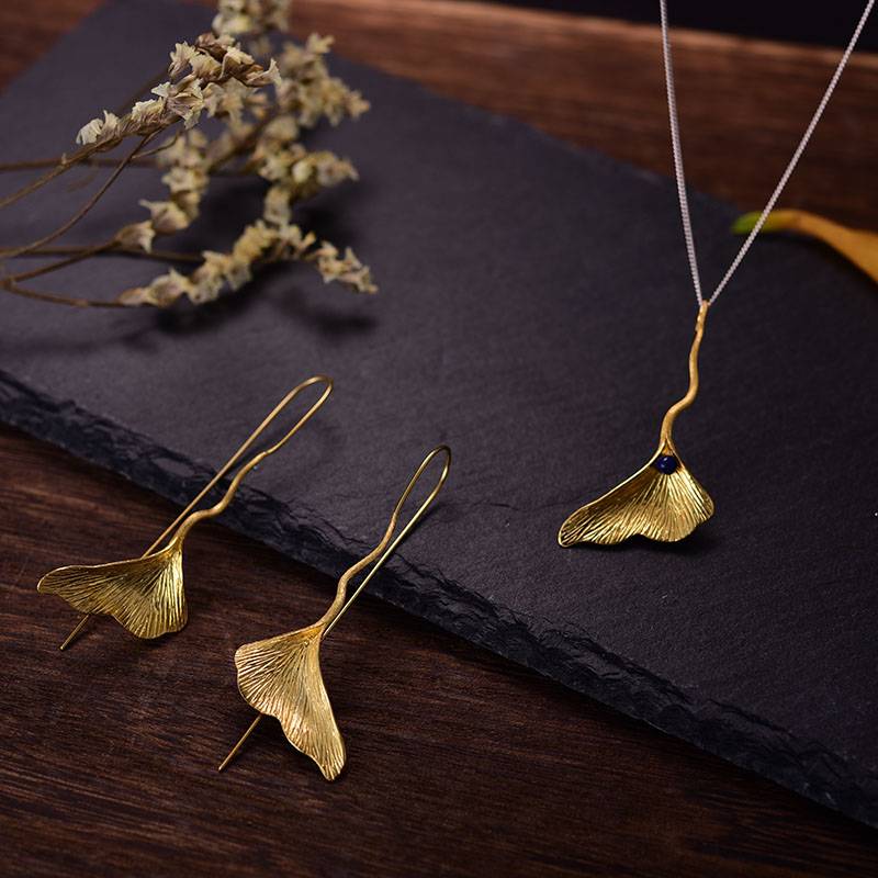 GINGKO LEAF GOLF SET Earrings Jewelry Sets Necklaces