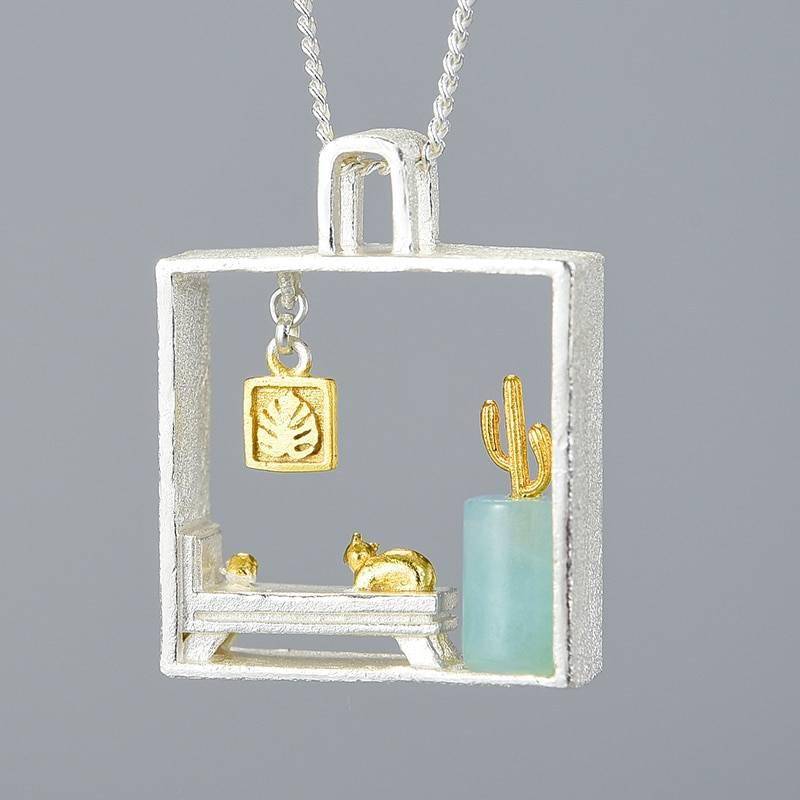 Lounging Cat at Home Necklace Necklaces