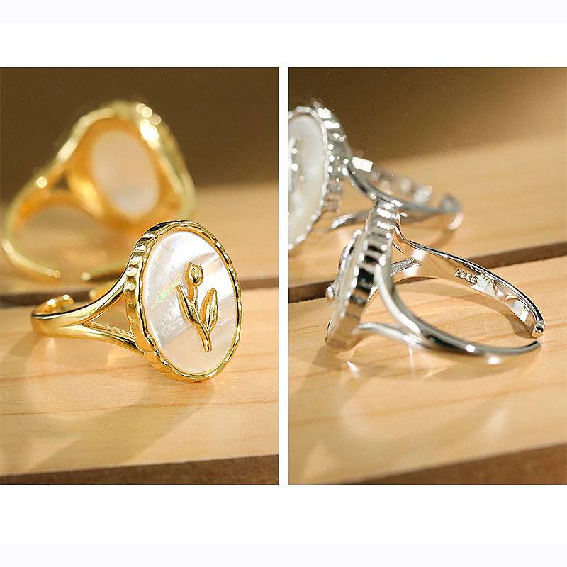 S’STEEL Shell Rings 925 Sterling Silver For Women Korean Geometric Oval Tulip Opening Ring Anillos Plata 925 Para Mujer Jewelry Rings
