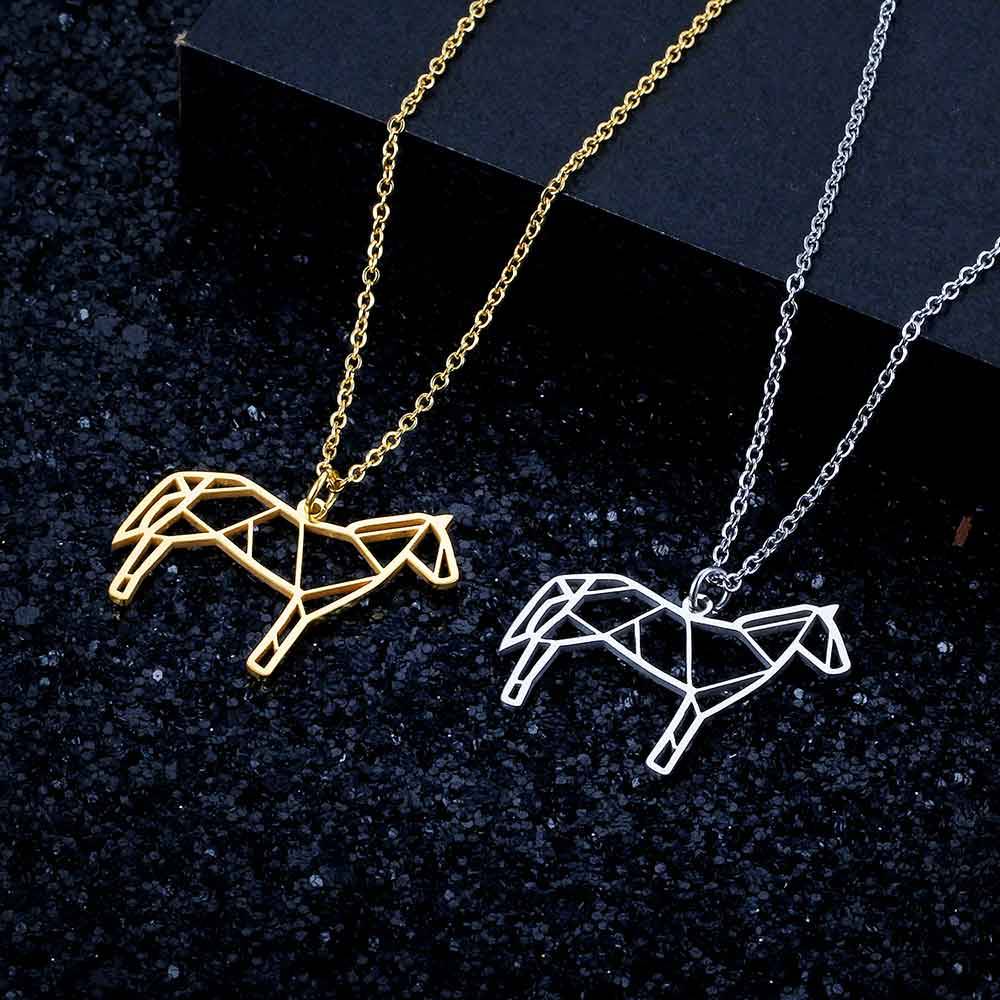 Noble Horse Origami Necklace on display