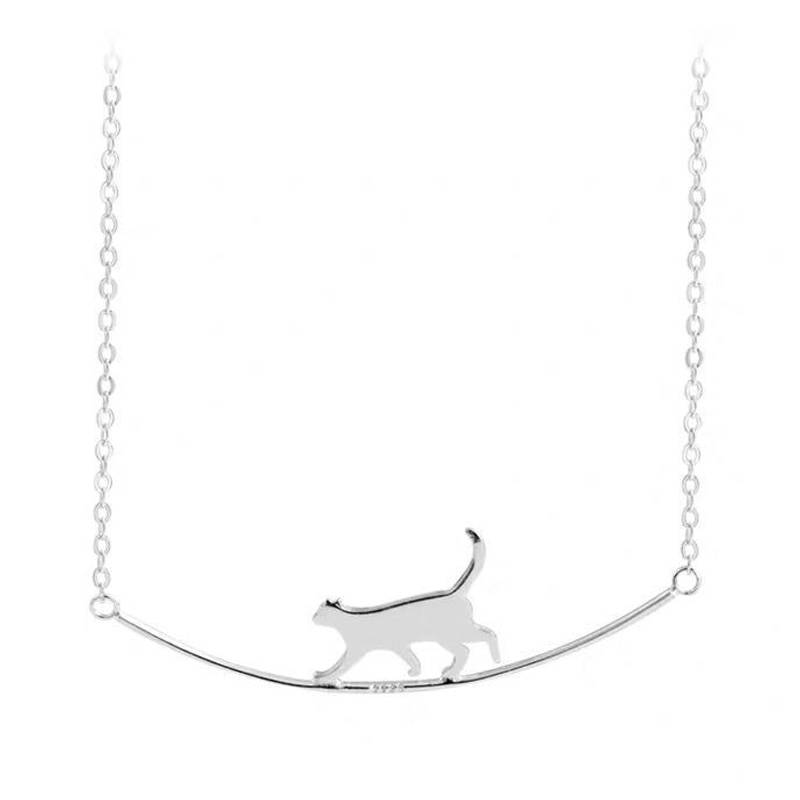 Strolling Cat Necklace on white background
