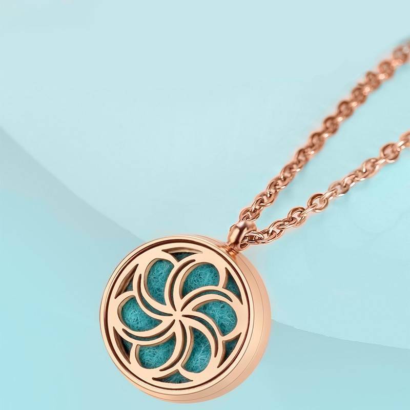 Gift For Her Women's Flower Necklace Essential Oil Pendant Aromatherapy Jewelry Pretty Flower Pendant Diffuser Necklace Rainbow Colors