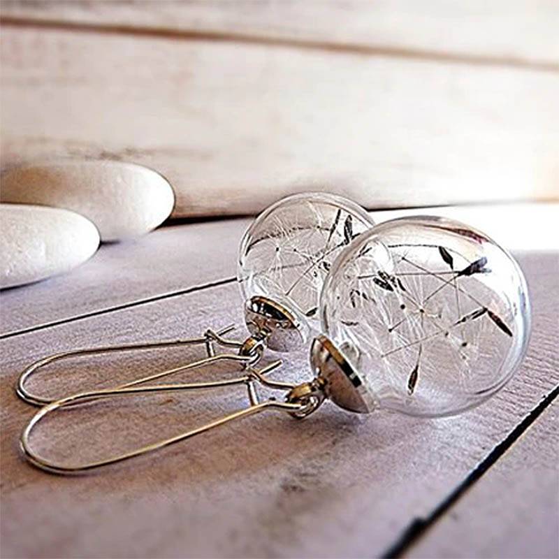 DANDELION GLASS BALL EARRINGS Earrings