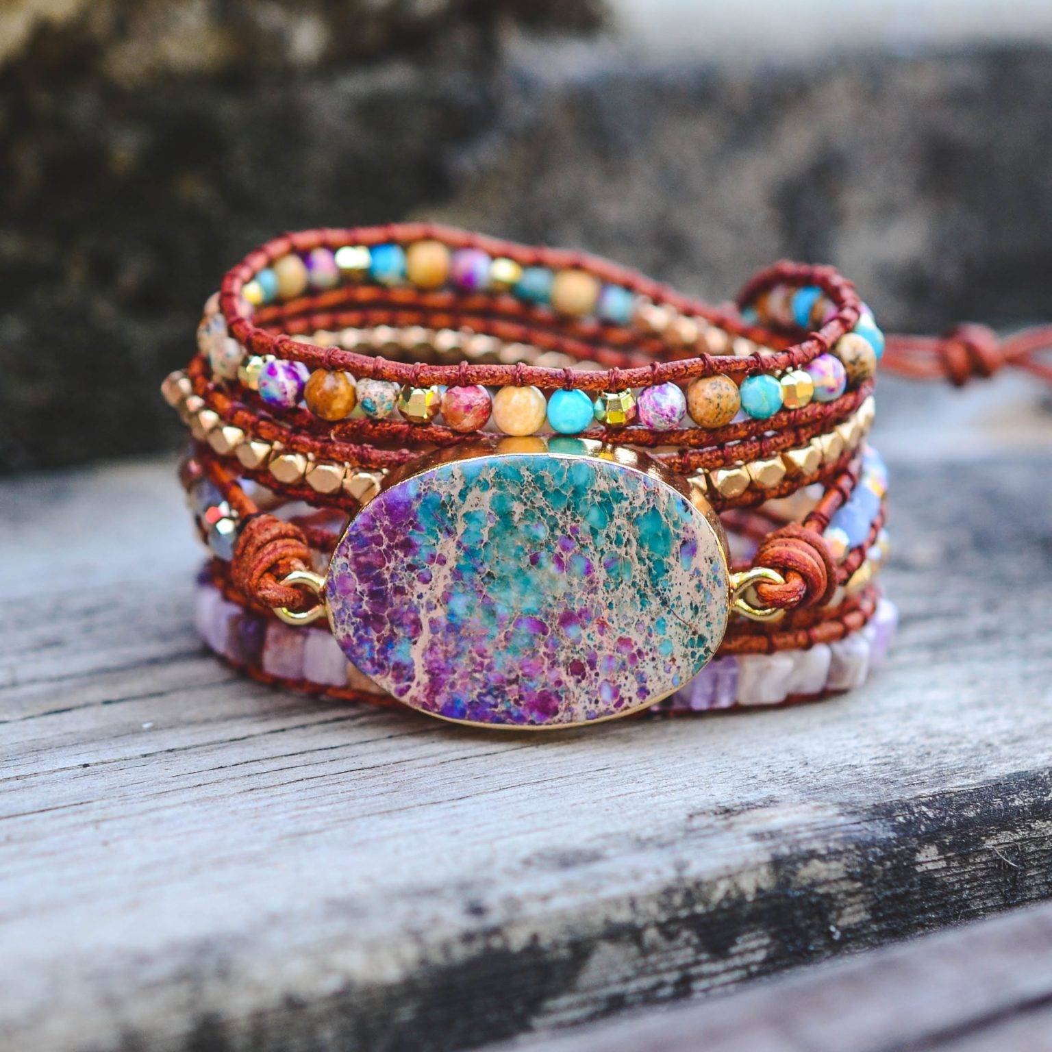 IMPERIAL JASPER WRAP BRACELET Dewdrops & Vines