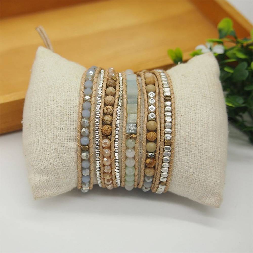 Soothing Amazonite Wrap Bracelet displayed