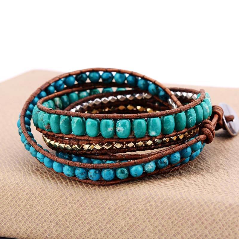 Bohemian Turquoise Wrap Bracelet display