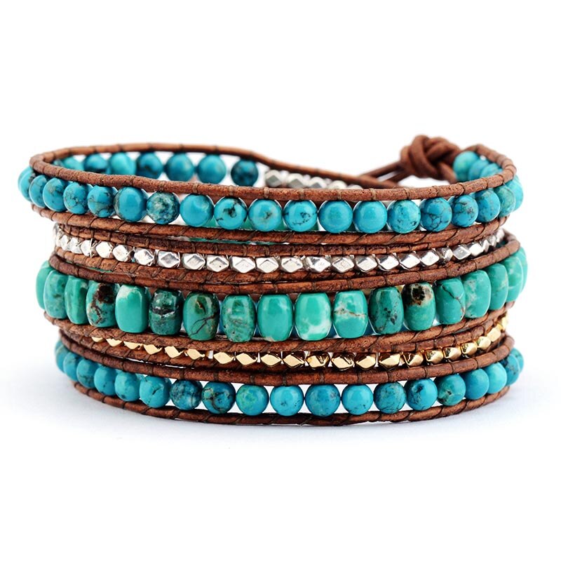 Bohemian Turquoise Wrap Bracelet closeup
