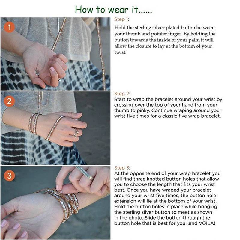 Rose Quartz Wrap Bracelet side view how to wear
