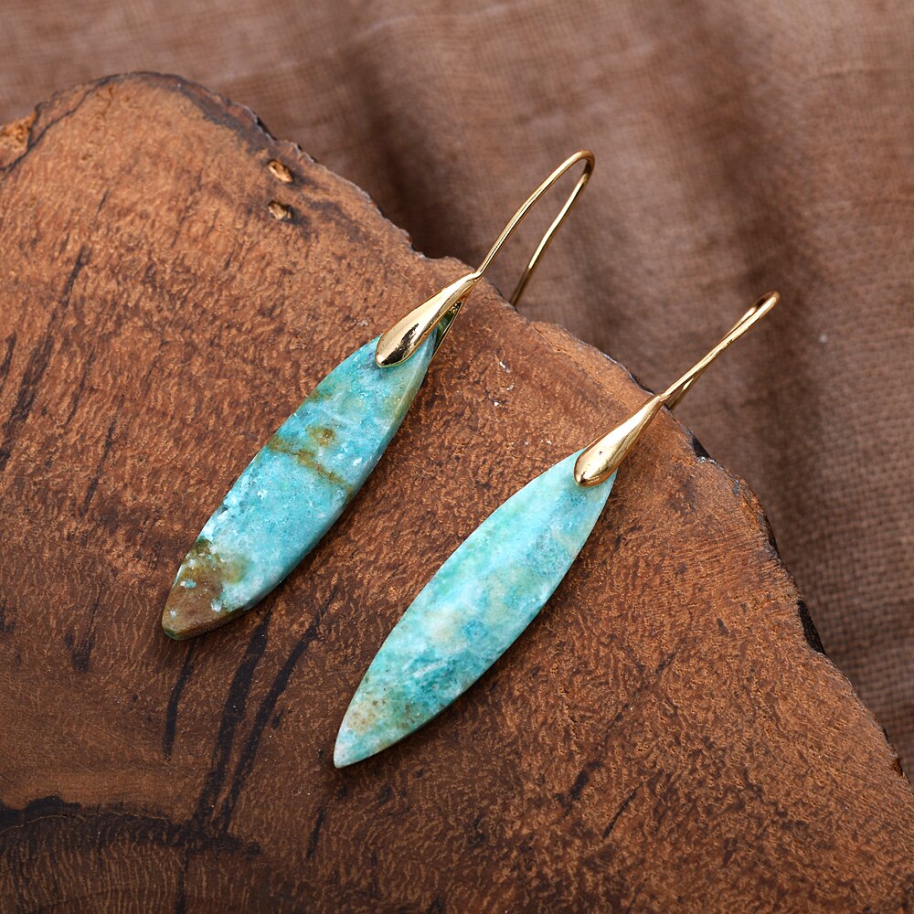 Soothing Amazonite Dangle Earrings on display