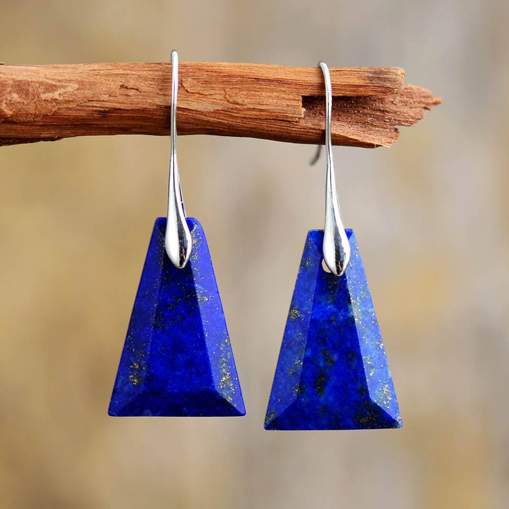 Lapis Lazuli Drop Earrings for Women Unique Trapezoid Fashion Stone Earring High Quality Elegant Bold Jewelry Gifts Earrings
