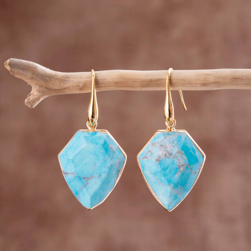 Turquoise Shield Dangle Earrings