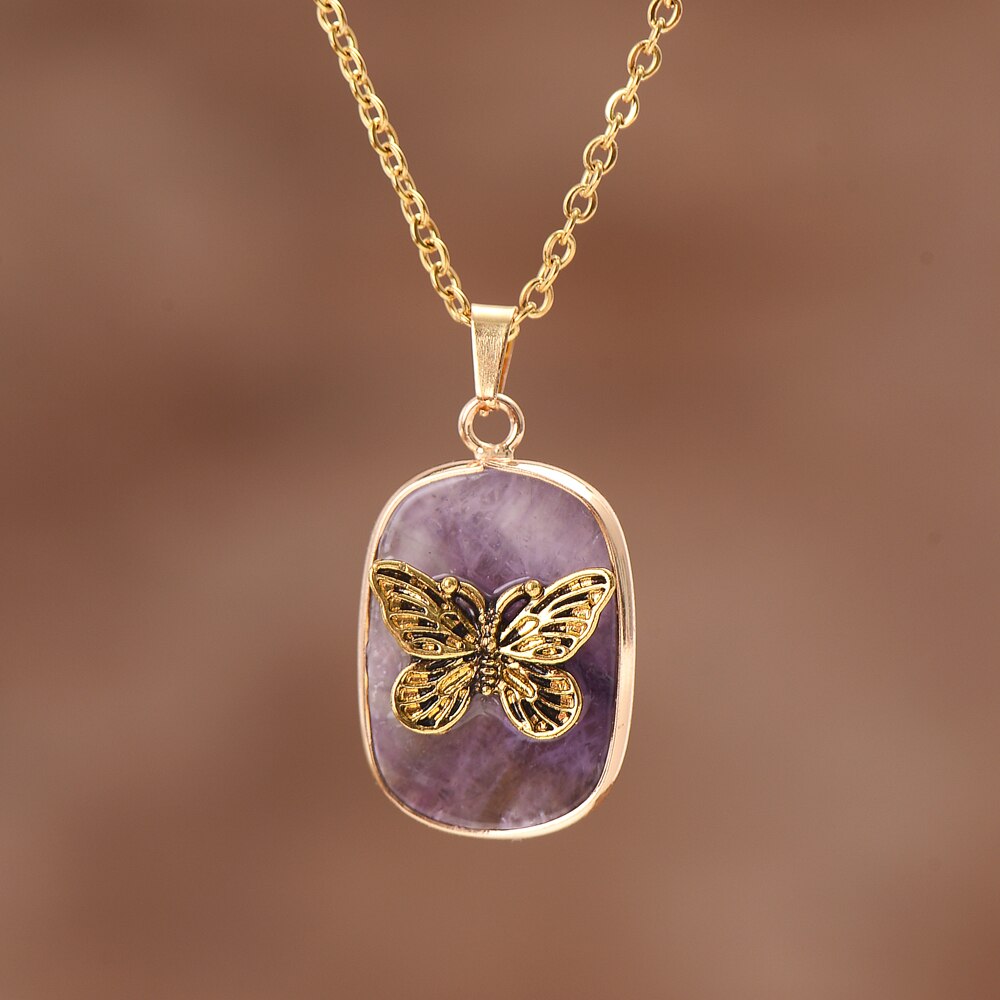 Fluttering Butterfly Amethyst Necklace