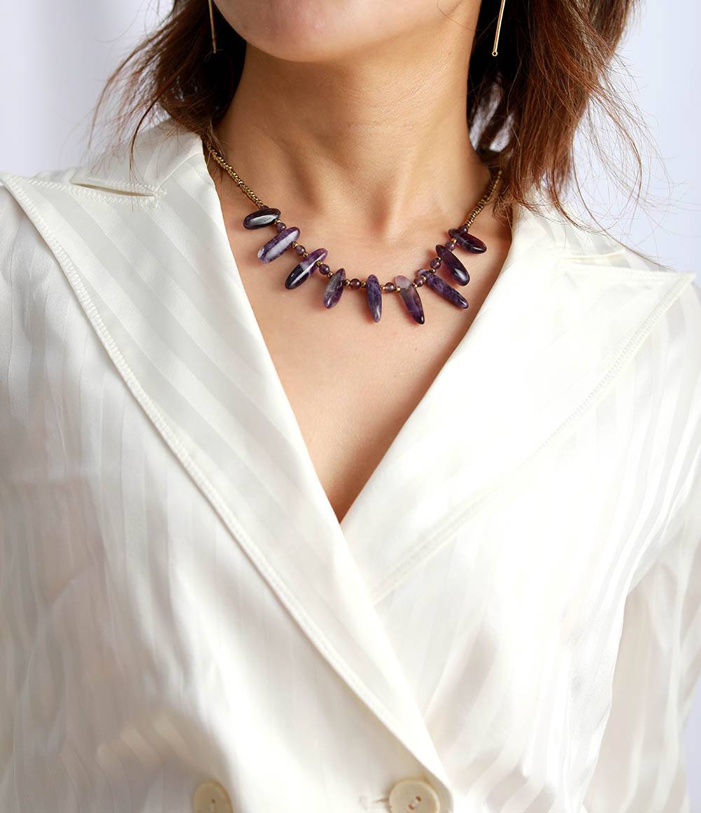 Tribal Amethyst Statement Necklace display