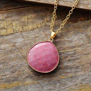 Classic Rhodonite Teardrop Necklace angle