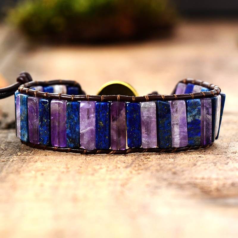 Healing Amethyst and Lapis Bracelet front
