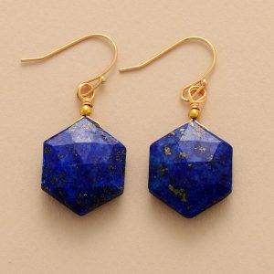 Cooling Hexagonal Lapis Lazuli Earrings