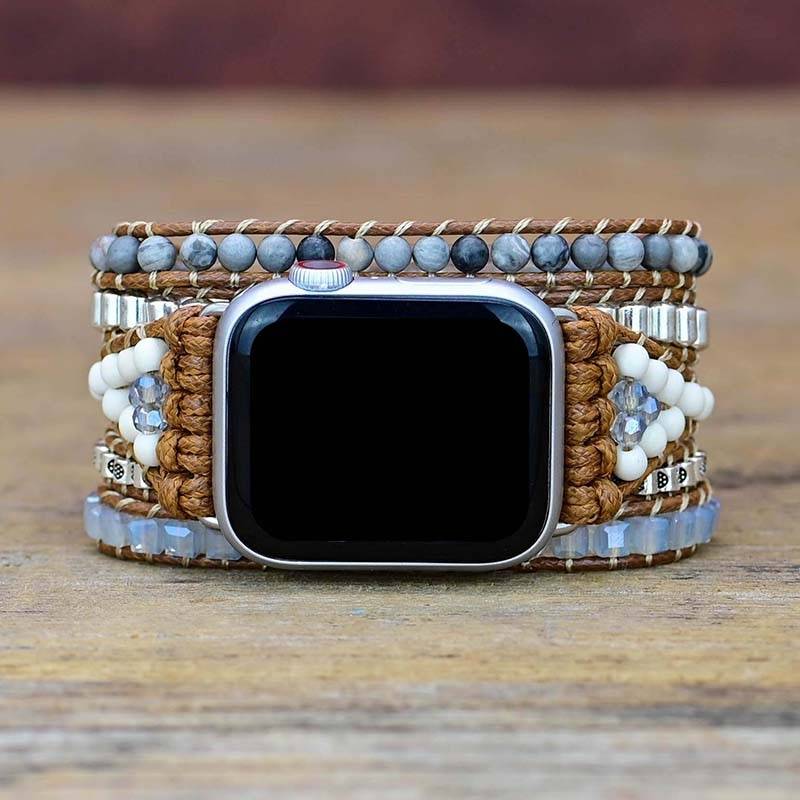 Wax Rope Watch Band Bohe Natural Stone Handmade Knit Charm Apple Watch Strap Jewelry Drop Ship Wholesale Apple Watch Straps
