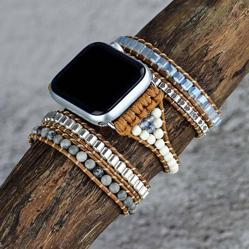 Wax Rope Watch Band Bohe Natural Stone Handmade Knit Charm Apple Watch Strap Jewelry Drop Ship Wholesale Apple Watch Straps