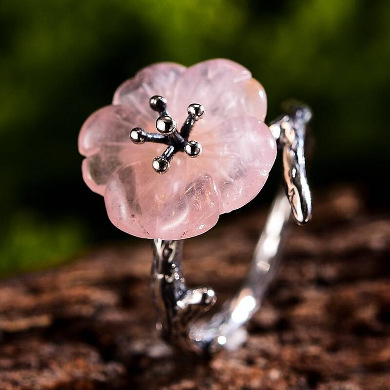 Lotus Fun Real 925 Sterling Silver Natural Gemstones Fine Jewelry Cute Flower in the Rain Ring Open Rings for Women Accessories Rings
