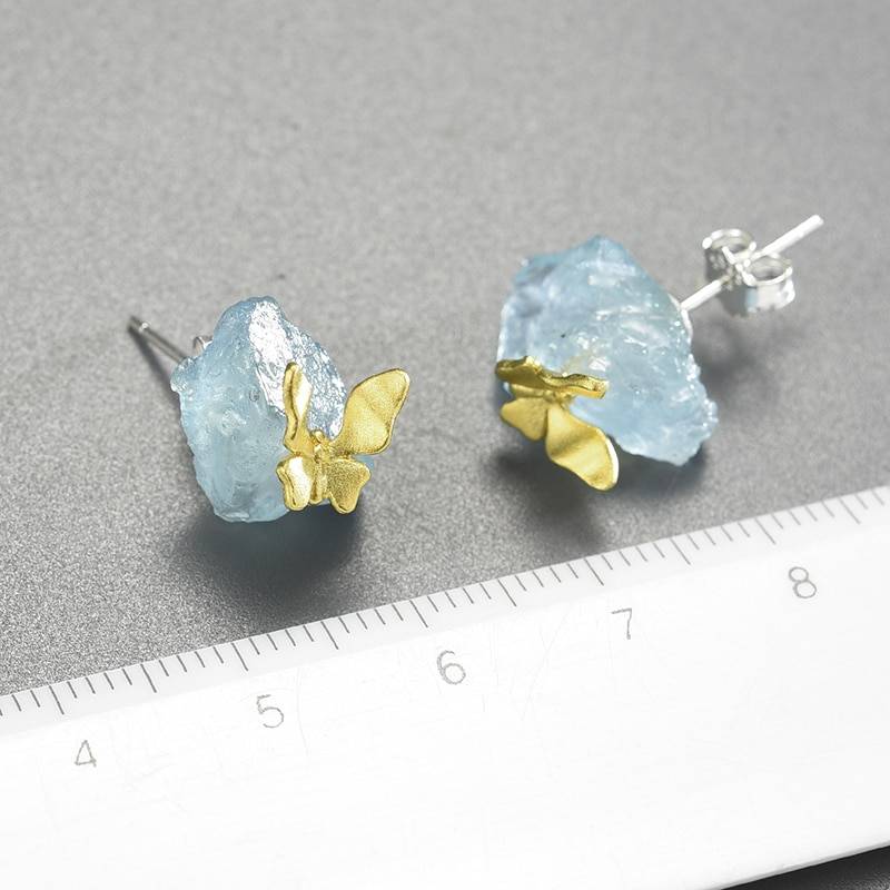 Lotus Fun Original Butterfly Stud Earrings with Stones for Women 925 Sterling Silver Luxury Jewelry 2022 Trend Girls Accessories Earrings