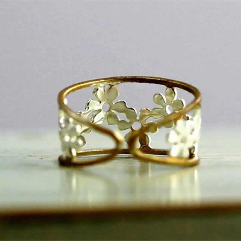 Exquisite All Match Daisy Flower Women Rings Gold Silver Color Adjustable Opening Ring Party Accessories Jewelry Rings