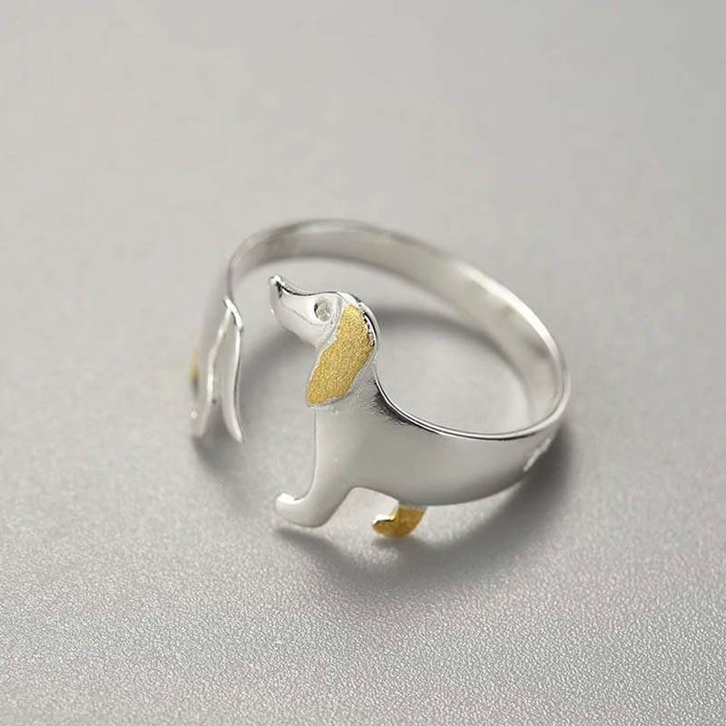 Silver Dachshund Wrap Ring Rings