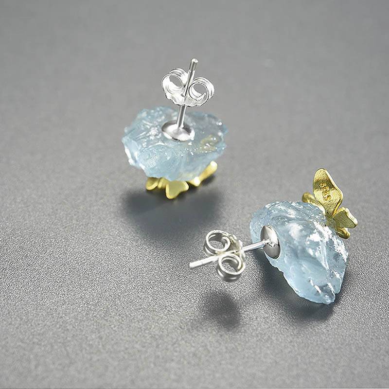 Fluttering Aquamarine Butterfly Earrings Earrings