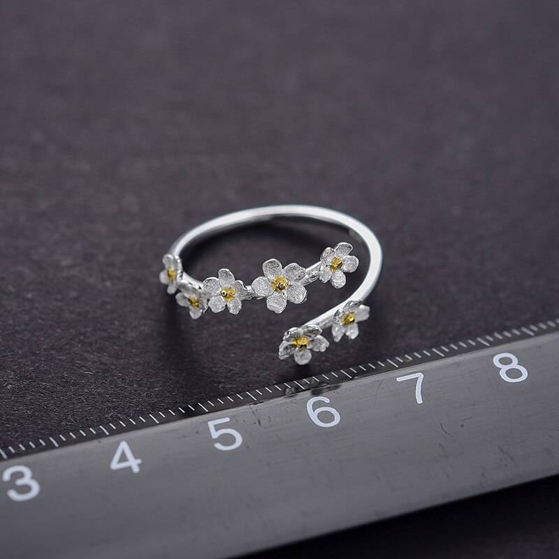 Lotus Fun Delicate Forget-me-not Flower Adjustable Rings for Women 925 Sterling Silver 2022 Trend Engagement Jewelry Female Gift Rings