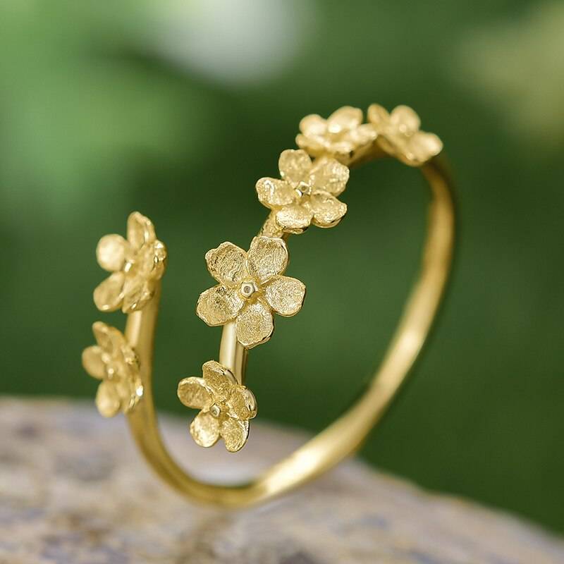 Lotus Fun Delicate Forget-me-not Flower Adjustable Rings for Women 925 Sterling Silver 2022 Trend Engagement Jewelry Female Gift Rings