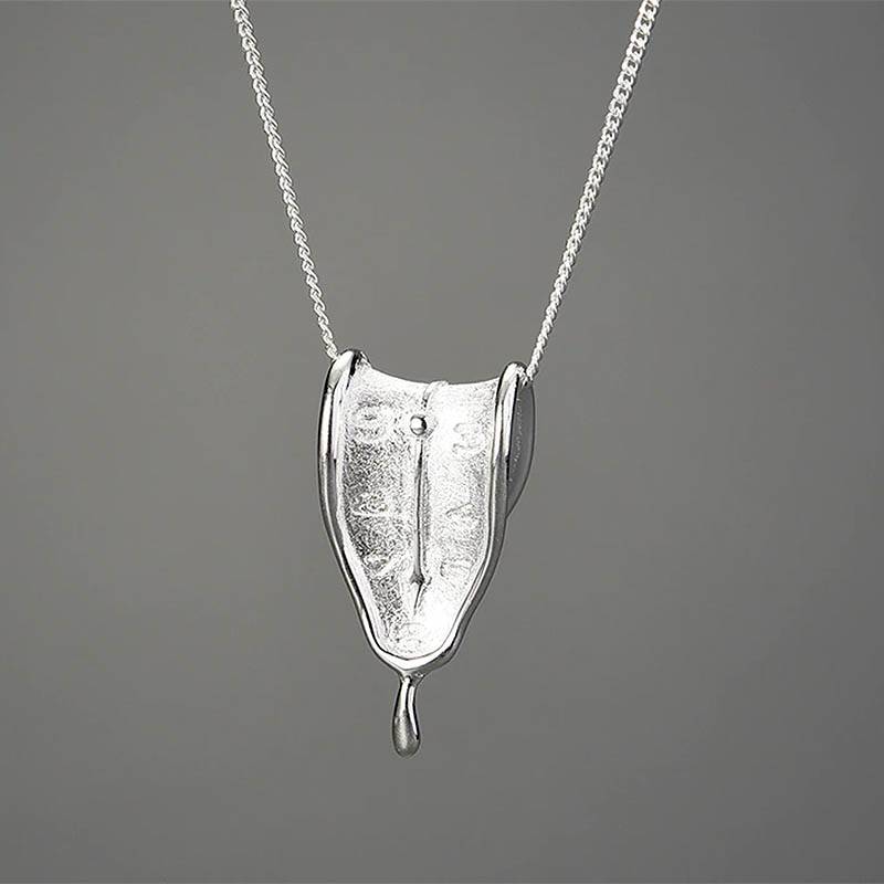 Surreal Melting Clock Necklace Necklaces