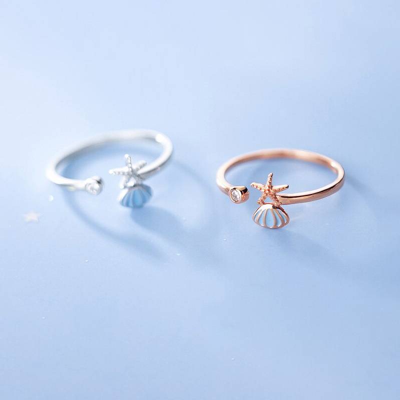 Starfish and Seashell Ring Rings