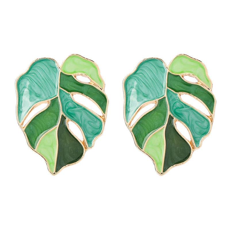 Find Me New Dream Small Fresh Dripping Oil Leaf Earrings Fashion Cute Girl Sen Series Alloy Earrings Jewelry Accessories Earrings