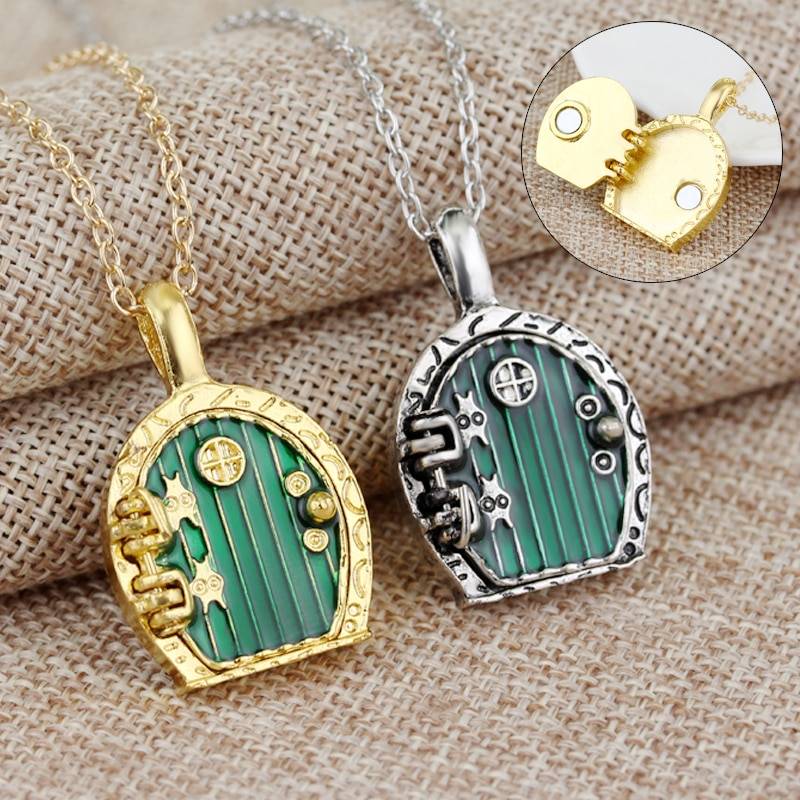 Vintage Charm Hobbyt Necklaces Green Enamel Door Can Open Locket Pendant Women Men Necklaces Fashion Jewelry Accessories Gifts Necklaces